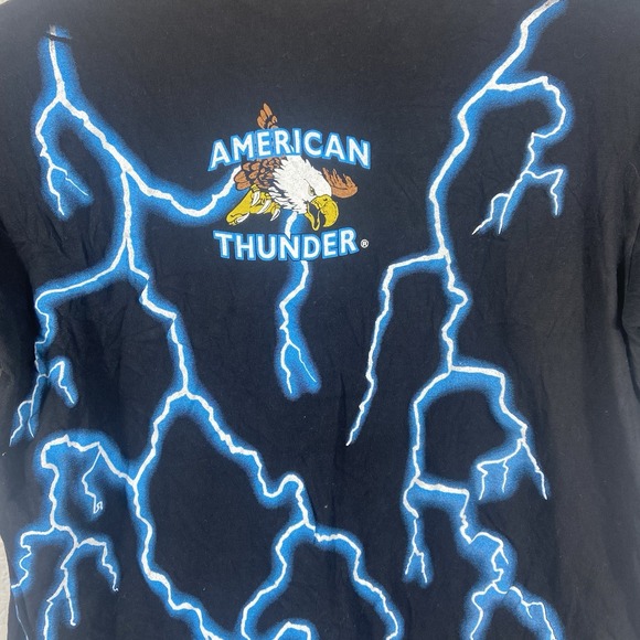 Vintage American Thunder Single Stitch Shirt Mens Large Native Bull Skull 90s - Picture 4 of 8